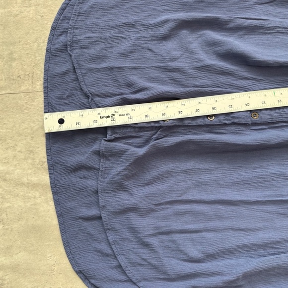 Blue smocked sleeveless midi shirt dress button down beach cover dress women’s M - Picture 5 of 6